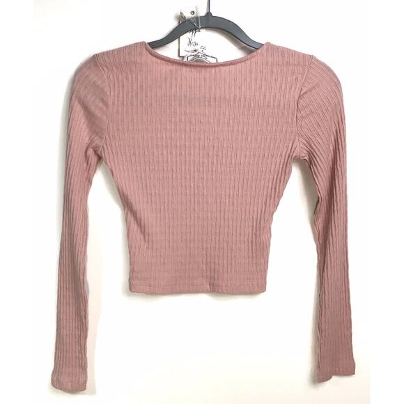 NWT Hippie Rose Ribbed Cropped Long Sleeve Top Size S – Sweet Rose Pink - Picture 4 of 7
